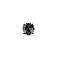 Round Rose Cut Black Diamond Men's Stud Earrings AA Quality in 14K White Blackened Gold Available in Small to Large Sizes