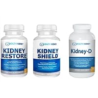 Kidney Restore & Kidney Shield 2-Pack Kidney Support and Kidney Cleanse Kidney-D Supplement Vitamin D Bundle