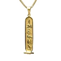 Customize Personalized pendant Egyptian Cartouche Necklace18k gold, one Side & Double side Translate into Hieroglyphs Handmade in Egypt