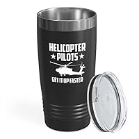 Helicopter Pilot Black Viking Tumbler 20oz - Get It Up Faster - Captain Onboard Heliport Airplane Aviation Flight Staff Flying Appreciate Deck