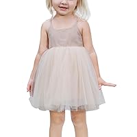 Toddler Tutu Dress Cotton Linen Sleeveless 4 Layered Patchwork Tulle Dress Girls Adjustable Tie Back Party Princess Dress