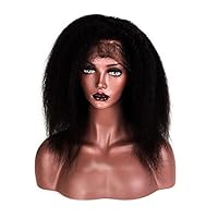 Full Lace Wigs human hair for black women Kinky Straight Indian Hair 100% Virgin Remy Human Hair Wig Jet Black 16 inches