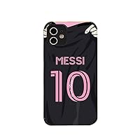 MESSl Black Jersey Phone Case Creative Soccer Case for iPhone 12 Thin Soft Imitation Leather Shockproof