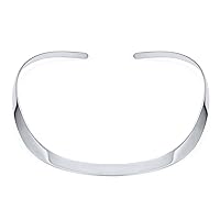 Bling Jewelry Classic Simple Plain Flat Slider Contoured Collar Curved Choker Necklace For Women Polished.925 Silver Sterling Add Pendant 2,3,8MM