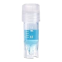 RingSeal Cryogenic Vials, 1.0ml, Sterile, External Threads, Attached Screwcap with O-Ring Seal, Case of 500, Globe Scientific 3032-1