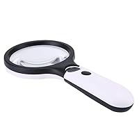 Qiangcui Magnifiers Handheld with LED Light Magnifying Glass Primary Mirror 4X Secondary Mirror 30X Children Elderly Reading HD Repair Identification Enlargement Mirror,