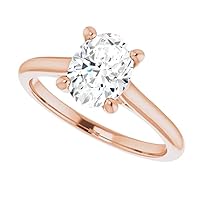 925 Silver,10K/14K/18K Solid Rose Gold Handmade Engagement Ring 1.0 CT Oval Cut Moissanite Diamond Solitaire Wedding/Gorgeous Gift for Women/Her Bridal Ring