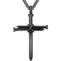 Hip Hop Style Men Stainless Steel Nail Cross Necklace Vintage Jesus Christ Couple Charm Pendant Necklace Christian Jewelry Gift