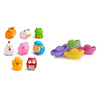 Munchkin® FarmTM Animal Squirts Baby Bath Toy 8 Pack and Little Boat Train Baby Bath Toy 6 Piece Set