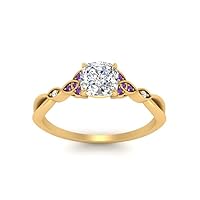 Choose Your Gemstone Vintage Irish Diamond CZ Ring Yellow Gold Plated Cushion Shape Vintage Engagement Rings Everyday Jewelry Wedding Handmade Gifts for Wife US Size 4 to 12