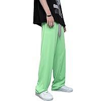Summer Pleated Korean Loose Straight Ice Silk Pants for Men - Casual Wide-Leg Trousers