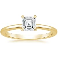 Moissanite Hidden Halo Accent Ring 1.50 CT Asscher Cut Moissanite Sterling Silver Wedding Band Engagement Rings Precious Gifts for Her