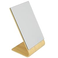 Home Basics Angled Single Sided Bamboo Desktop Mirror, Natural | Large Viewing Surface | Tilted Design | Portable and Freestanding | Desktop Mirror | Make Up Mirror | Compact | Contemporary