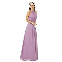 Sheath/Column Bridesmaid Dress Jewel Neck Sleeveless Beautiful Back Floor Length Chiffon with Lace/Sash/Ribbon/Pleats