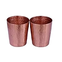 De Kulture Handmade Pure Solid Copper Shot Glass Cup Tumbler Drinkware for Milk Water Ice Coffee Ice Tea 2.5x 2.0 (DH) Inches Set of 2 100 ML