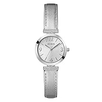 GUESS Women's 28mm Watch - Silver Strap Silver Dial Silver Tone Case