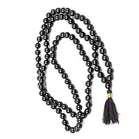 Agate Mala 8mm Beads Black Onyx 108+1 Beads Hand Knotted Japa Mala with Black Tassel