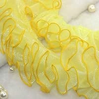Lace Crafts - 3 Yard/lot 10 Color Pleated lace Trim lace Fabric Skirt Accessories Headwear Snow Yarn Ruffles lace - (Color: Yellow)