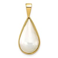 14ct Gold 10x18 Teardrop White Saltwater Mabe Pearl Pendant Necklace Measures 28x11.9mm Wide Jewelry for Women