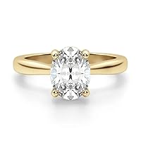 14K Solid Yellow Gold Handmade Engagement Ring 1.00 CT Oval Cut Moissanite Diamond Solitaire Wedding/Bridal Ring for Her/Women Promise Rings