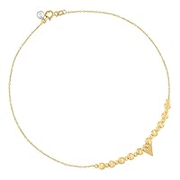 10k Yellow Gold Womens CZ Cubic Zirconia Simulated Diamond Sparkle Cut Beaded Charm Anklet 11 Inch Jewelry for Women