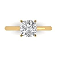 Clara Pucci 2.0 ct Cushion Cut Solitaire Genuine Moissanite Engagement Wedding Bridal Promise Anniversary Ring in 14k Yellow Gold