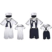 4pc Sailor Nautical White Shorts Suit Baby Boy kids Toddler S M L XL 2T 3T 4T