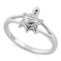 Solid 925 Sterling Silver Turtle Stackable Ring