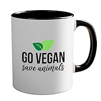 Vegan 2Tone Mug 11oz Black -Go Vegan Save Animals A - Plant-Based Diet Vegetarian Herbivore Veganism Activism Athlete Gym