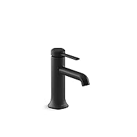 KOHLER 27000-4-BL Occasion Single-Handle Bathroom Faucet with Pop-Up Drain Assembly, One Hole Bathroom Sink Faucet, 1.2 gpm, Matte Black