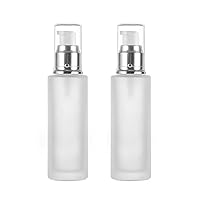 2 Pcs 120ml 4oz Frosted Glass Lotion Bottles Pump Dispenser Bottles Cosmetic Cream Bottles Travel Pump Bottles Cosmetic Cream Container Dispenser Bottle for Makeup Liquid Essential Oil Blends