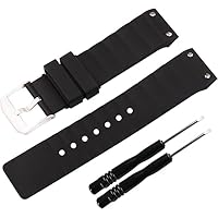 Black Rubber Silicone Watch Band Compatible with Cartier 100