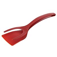 2 in 1 Silicone Egg Turner, Pancake and Bread Tongs, Meat Spatula, Economical Frying Tongs Cooking Essentials (red)