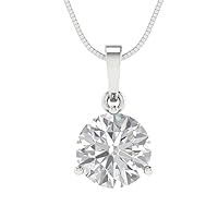 Clara Pucci 2Ct Round cut Genuine Lab Created Grown Cultured Diamond Solitaire VVS1-2 Color G-H 18K White Gold Pendant with 16