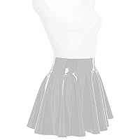 Womens Candy Color Shiny PVC Mini Skirts High Waist Short A-line Miniskirt Cosplay Crossdress Party Dress