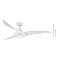 MINKA-AIRE F844-WH Light Wave 52 Inch Ceiling Fan with Integrated LED Light in White Finish, with Additional Downrod