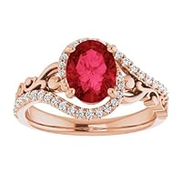 Sculptural 1 CT Oval Shape Ruby Engagement Ring 14k Gold, Scroll Red Ruby Ring, Victorian Ruby Diamond Ring, Anitque July Birthstone Ring