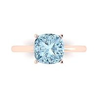 Clara Pucci 2.5 ct Cushion Cut Solitaire Natural Sky Blue Topaz gemstone Engagement Bridal Promise Anniversary Ring Real 14k Rose Gold
