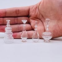 4 pieces Miniature Bottle Perfume, Miniature Glasses, Miniature Jewelry, Miniature Sweet collections 1:12