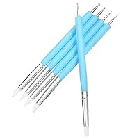 Zuoyou 5 pcs/Set Soft Pottery Clay Tool Silicone & Stainless Steel Two Head Sculpting Polymer Modelling Shaper Art Tools Blue