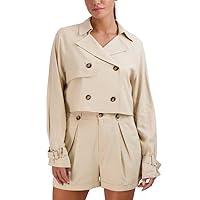 BCBGeneration Women's V Neck Crop Trench Double Breasted Jacket