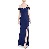 NW Nightway Womens Criss-Cross Back Cold Shoulders Formal Dress Blue 14