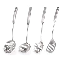 Small Spoons Kitchenware Set Stainless Steel Cooking Utensil Set with Shovel Spoon, Shovel Spatula, Pasta Table and Soup Spoon, Heat-Resi