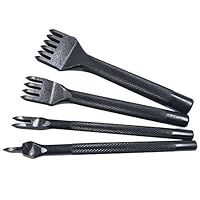 Alloy Stainless Steel 4pcs 4mm 1/2/4/6 Prong Lacing Diamond Stitching Chisel Hole Punches Tool,Sharp Pricking Iron Leather Craft Tool Sets DIY Handwork