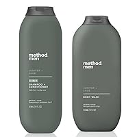 Method Men Body Wash Juniper + Sage, 18 Oz. & Mens Shampoo And Conditioner Juniper + Sage, 14 Oz. Bundle Pack