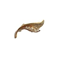 Fashion Jewelry Elegant Gold and Rhinestone Leaf Brooch with Pearls and Crystals
