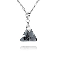 MATERIA by Matthias Wagner Crystal Pendant Triangle Silver 925 Black for Women's Necklace