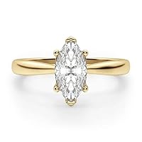 14k Yellow Gold 11X5mm Marquise Moissanite Solitaire Engagement Ring (1.0 ct)