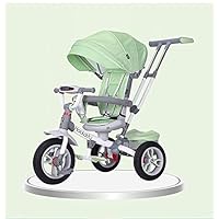 BicycleTricycle, Children's Rotating Seat 4-in-1 Multi-Purpose Tricycle Backrest Adjustable, 1-6 Year Old Baby Outdoor Tricycle Front Wheel with Clutch, 3 Colors (Color : Green)