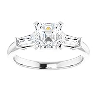 925 Silver,10K/14K/18K Solid White Gold Handmade Engagement Ring 1 CT Asscher Cut Moissanite Diamond Solitaire Wedding/Classic Gift for/Her Woman Ring